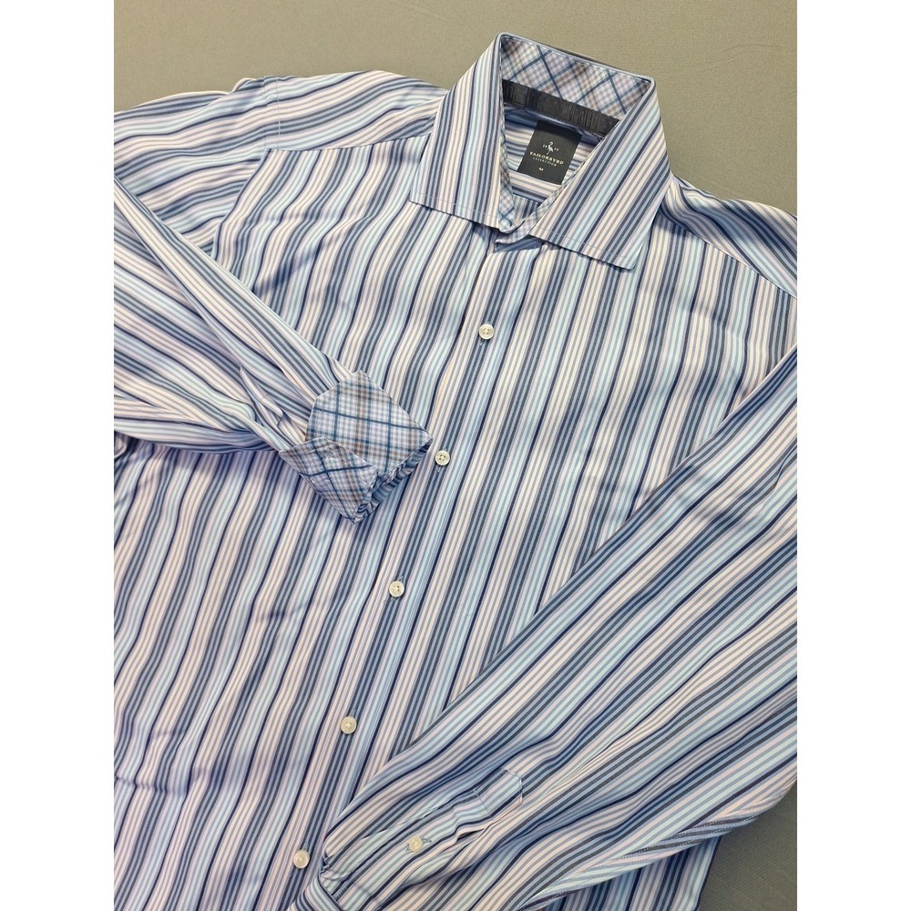 Tailorbyrd Shirt Mens Medium Blue Purple Business Office Casual Travel Flip Cuff